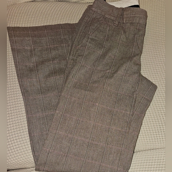 GAP Pants - GAP Stretch Women Tan Wide Leg Plaid Dress Pants Sz 1R